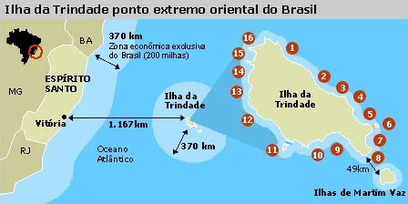 imagem de mapa do Brasil com ilha da Trindade