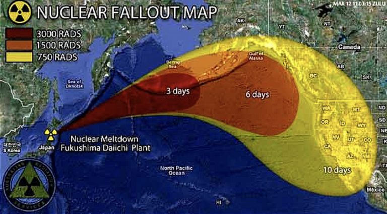 ilustração de gráfico mostrando a radiação de Fukushima