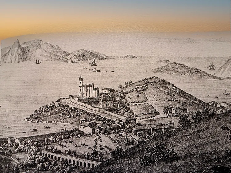 Baía de Guanabara e igreja da Glória 