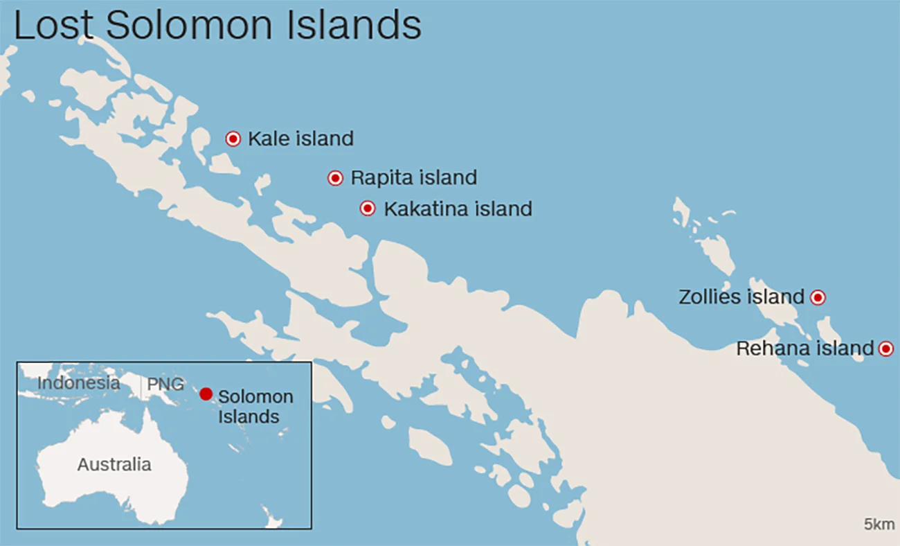 imagem de ilhas que desaparecem nas ilhas Solomon