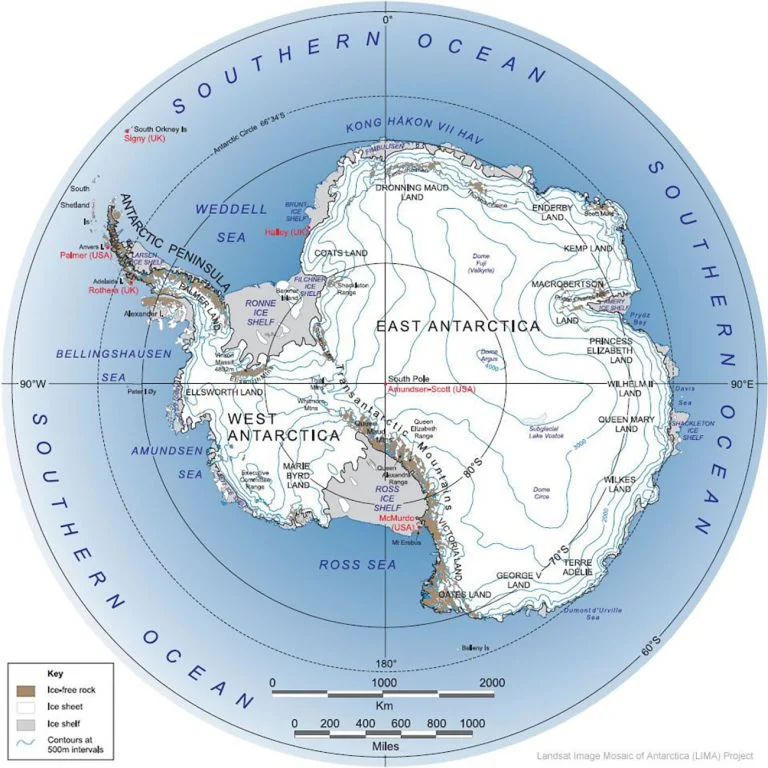 mapa da Antártica