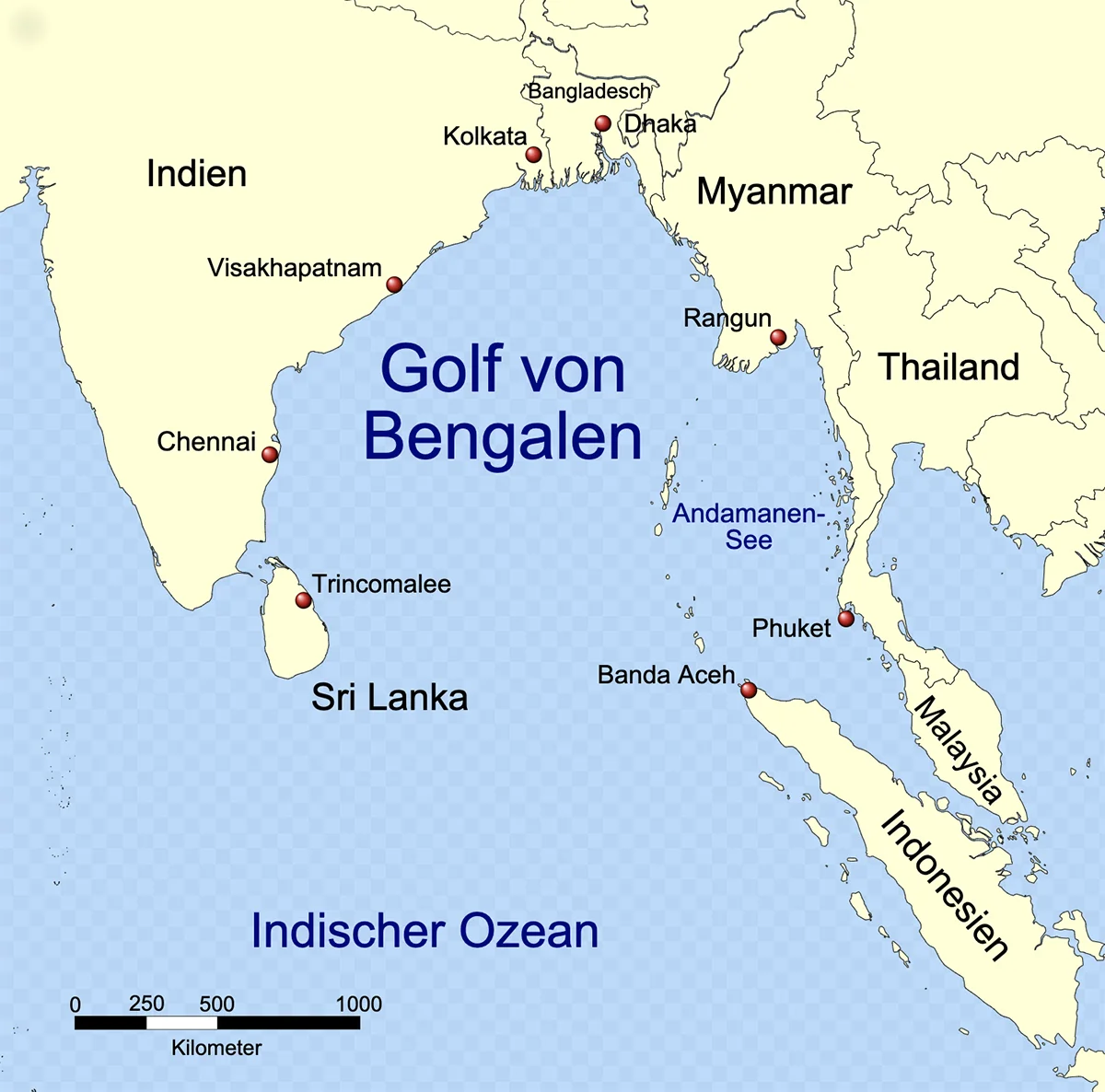 mapa da baía de Bengala