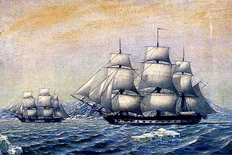 Pintura dos navios de Bellingshausen