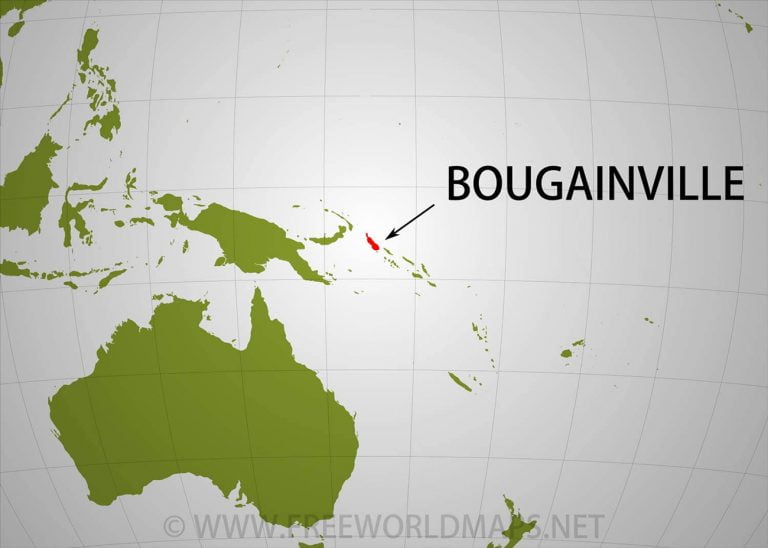 mapa mostra localização do Arquipélago de Bougainville