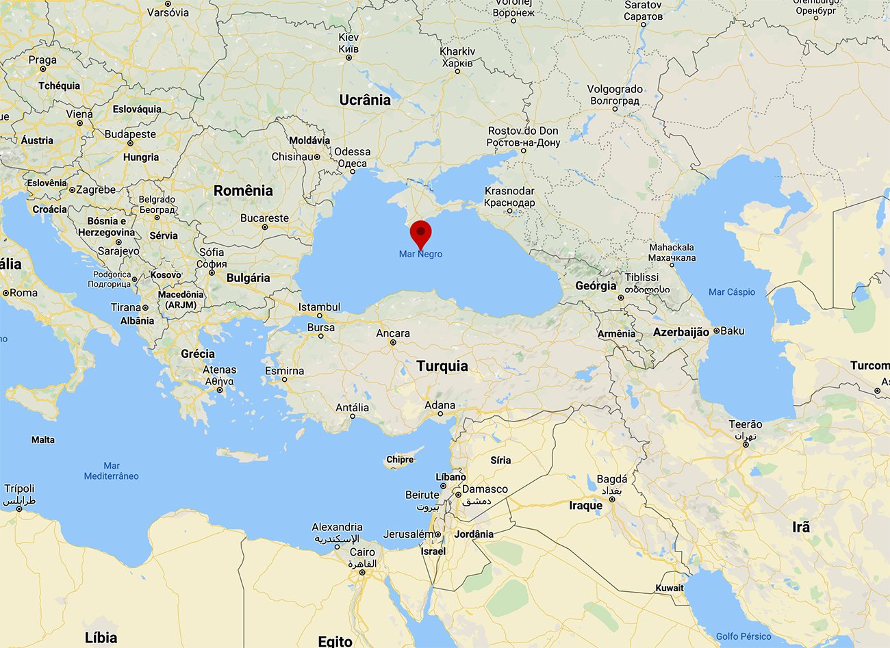 Mapa da localização do Mar Negro