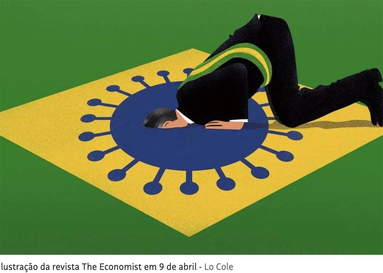 ilustração de Jair Bolsonaro e a covid-19