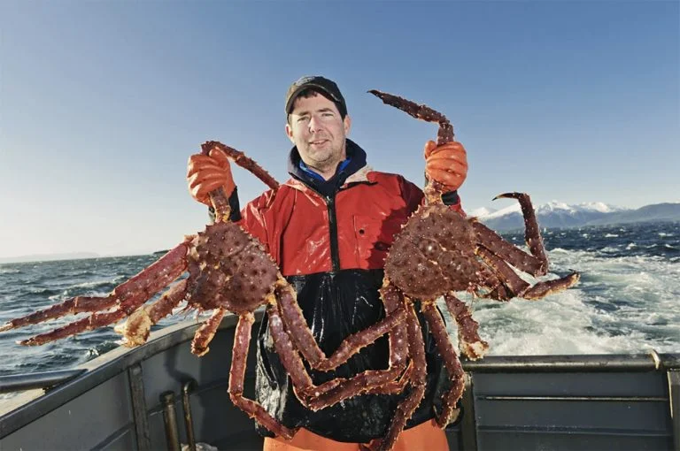 imagem de pescador com King crab