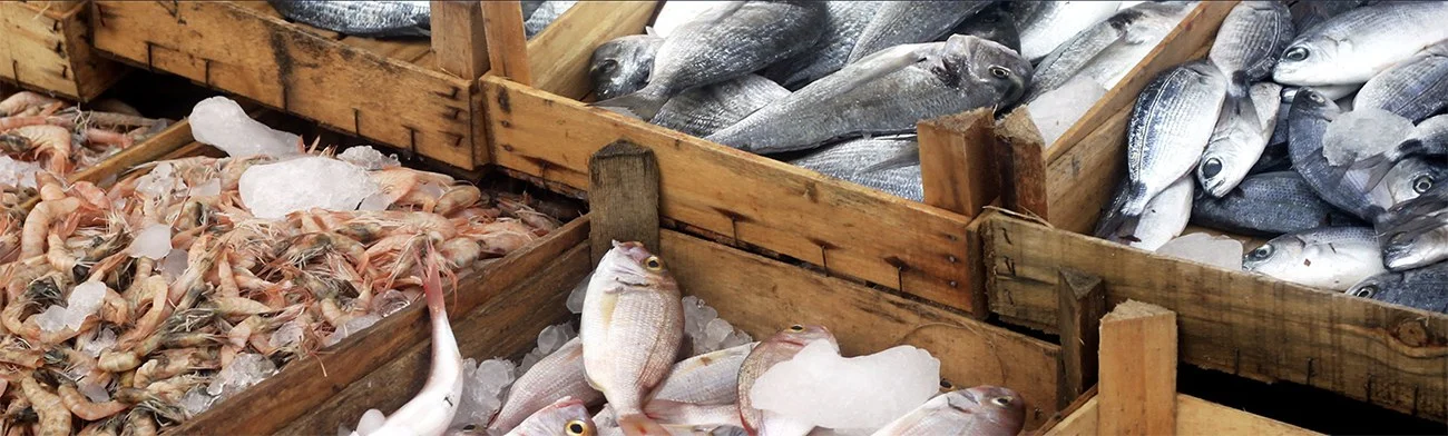 imagem de peixes no mercado