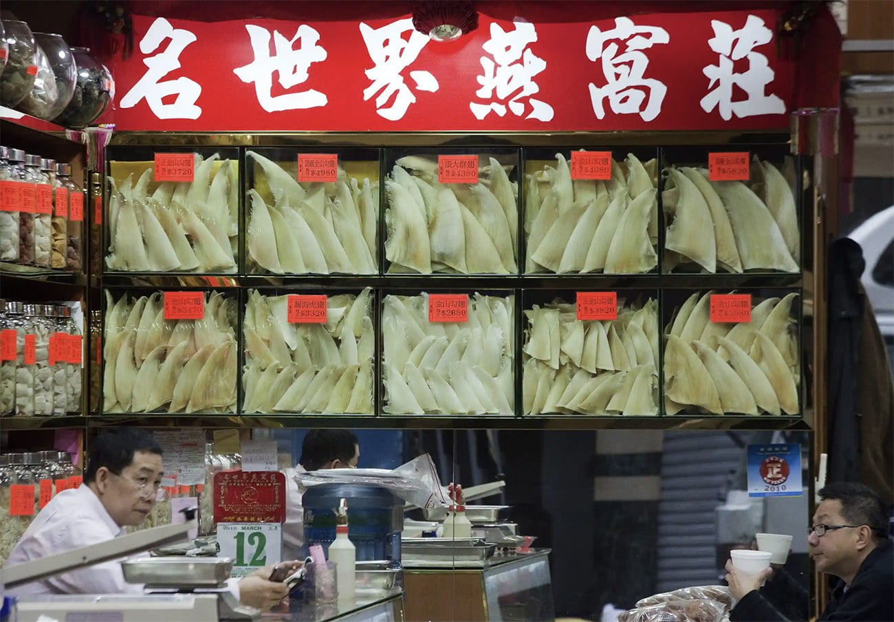 imagem de restaurante em Hong Kong que serve sopa de barbatanas de tubarão