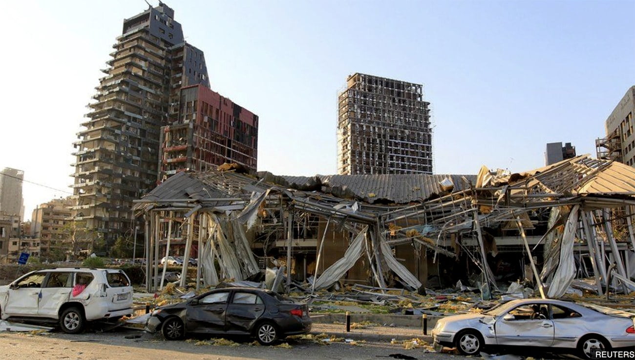 Imagem de Beirute destruída