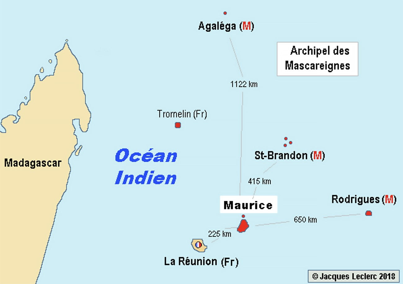 mapa das Ilhas Maurício