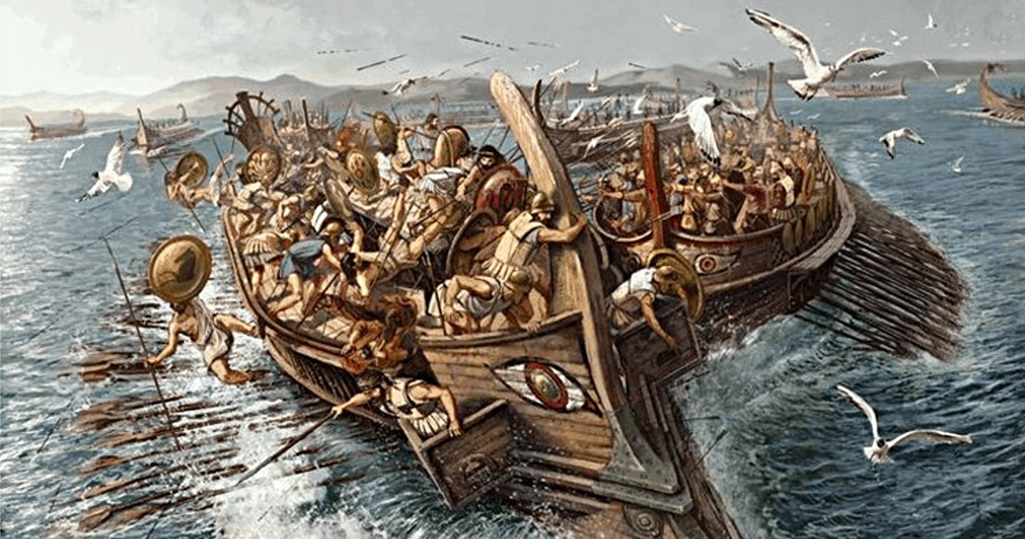 gravura da batalha de Salamina