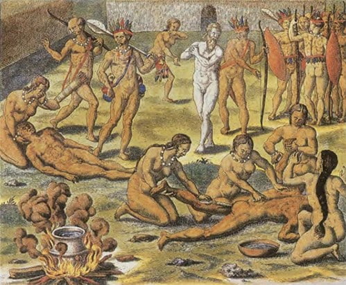 Gravura sobre canibalismo de Theodor de Bry