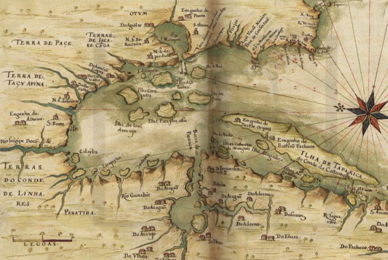 imagem de mapa antigo da baía de todos os santos