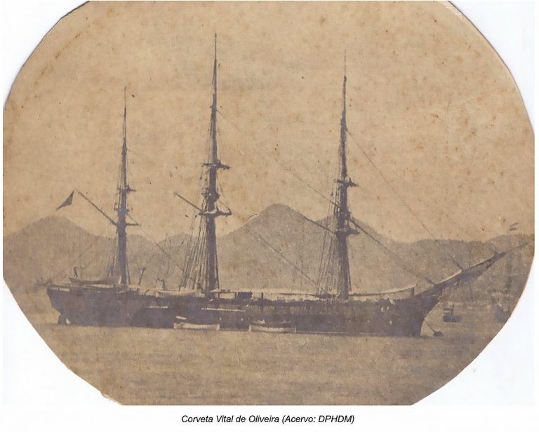 Imagem da corveta Vital de Oliveira que fez a Primeira circum-navegação brasileira