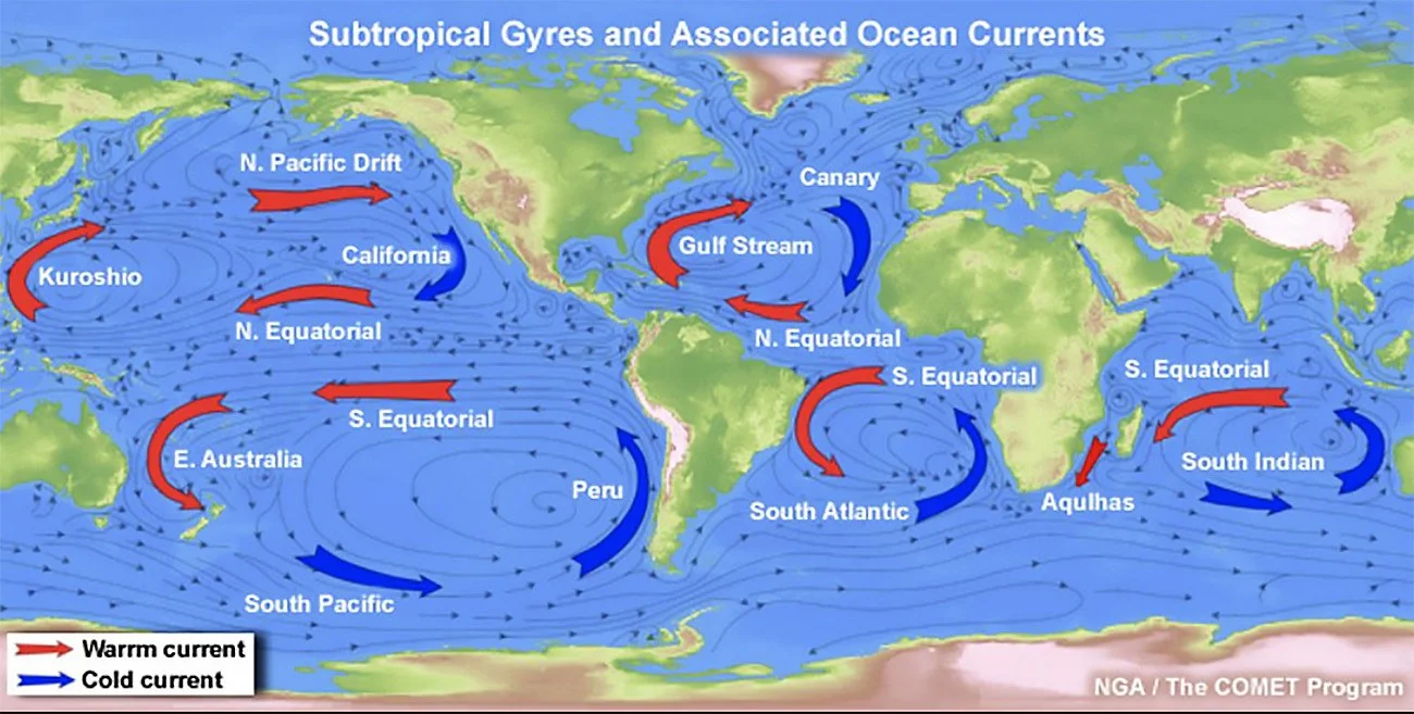mapa mundi mostra correntes marinhas