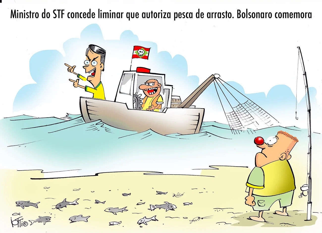 Ilustração alusiva à Pesca de arrasto no litoral gaúcho