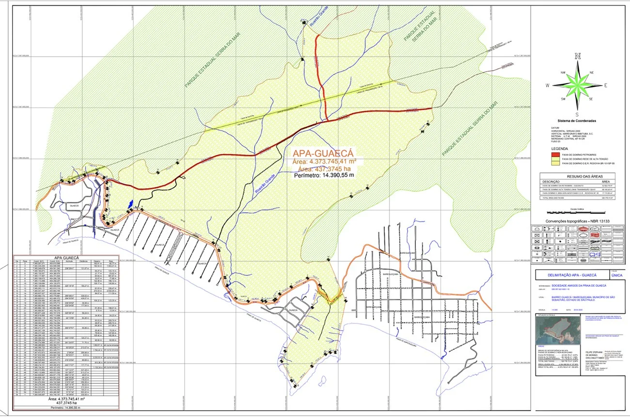 mapa da APA Guaecá