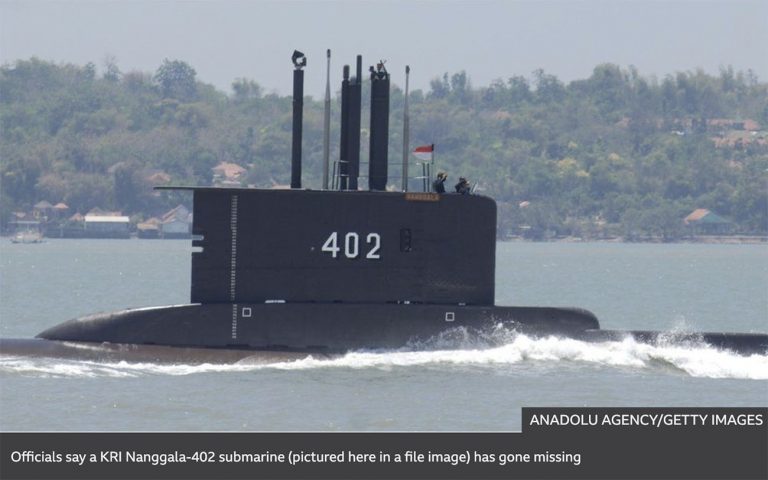 Imagem de submarino da Indonésia desaparecido