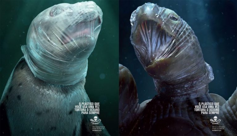 Imagem de campanha contra o plástico de uso único