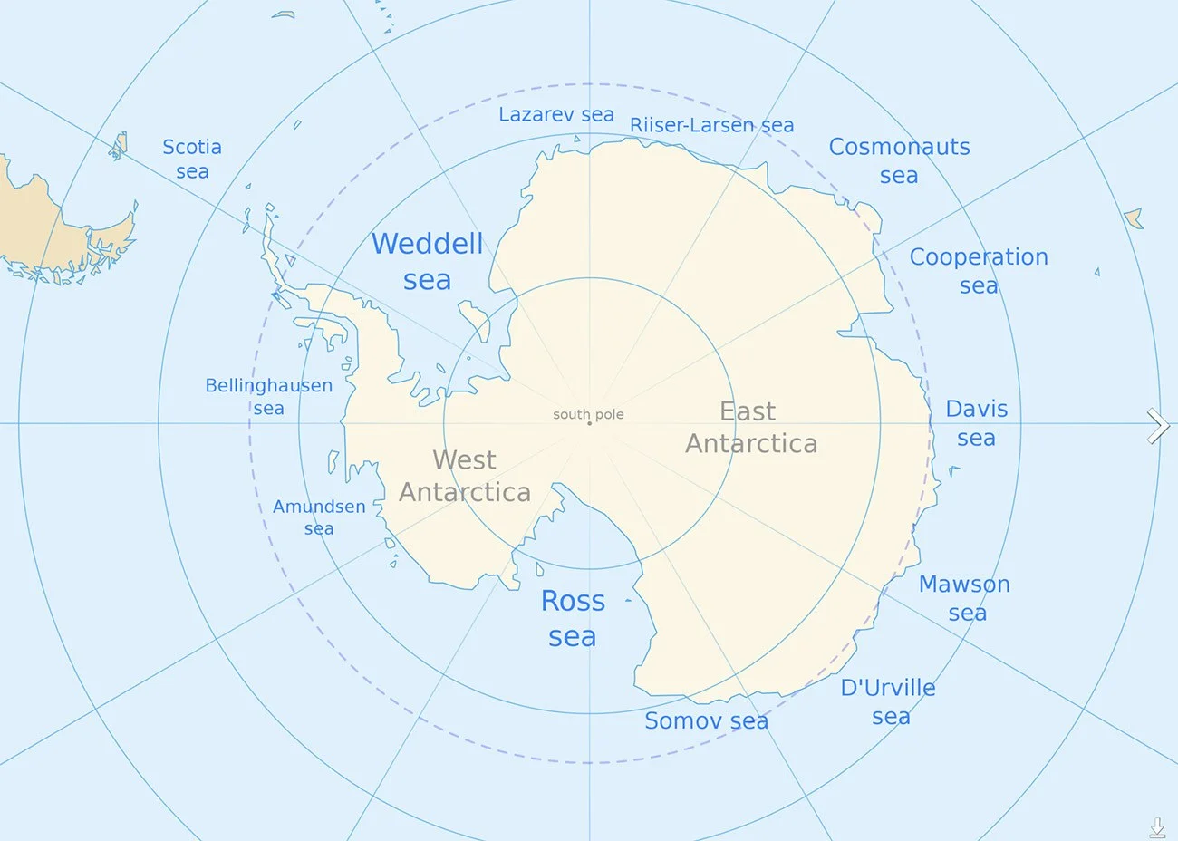 imagem de mapa do mar de Weddell, na Antártica