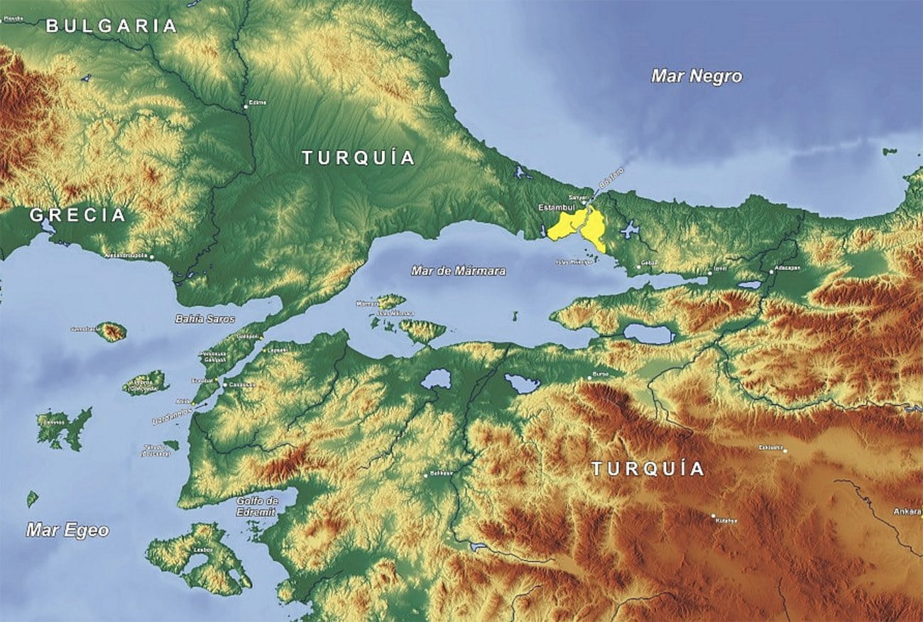 Mapa do mar de Mármara