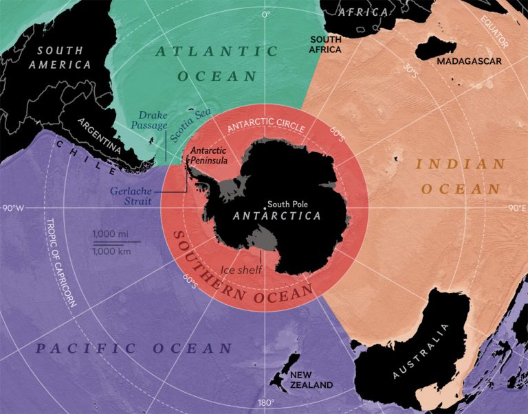 Ilustração mostra os oceanos