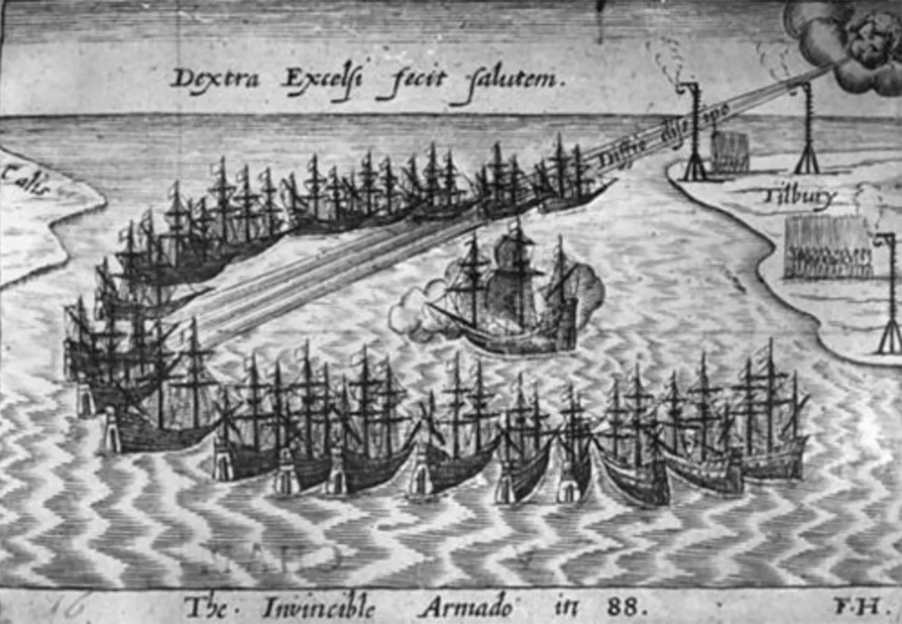 Gravura mostra a Invencível Armada