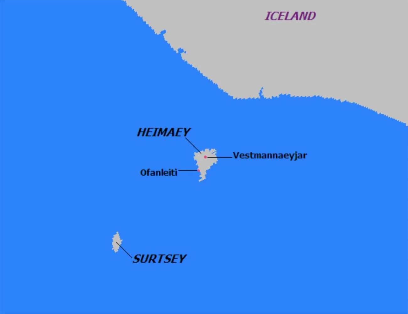 Mapa de localização da ilha Surtsey