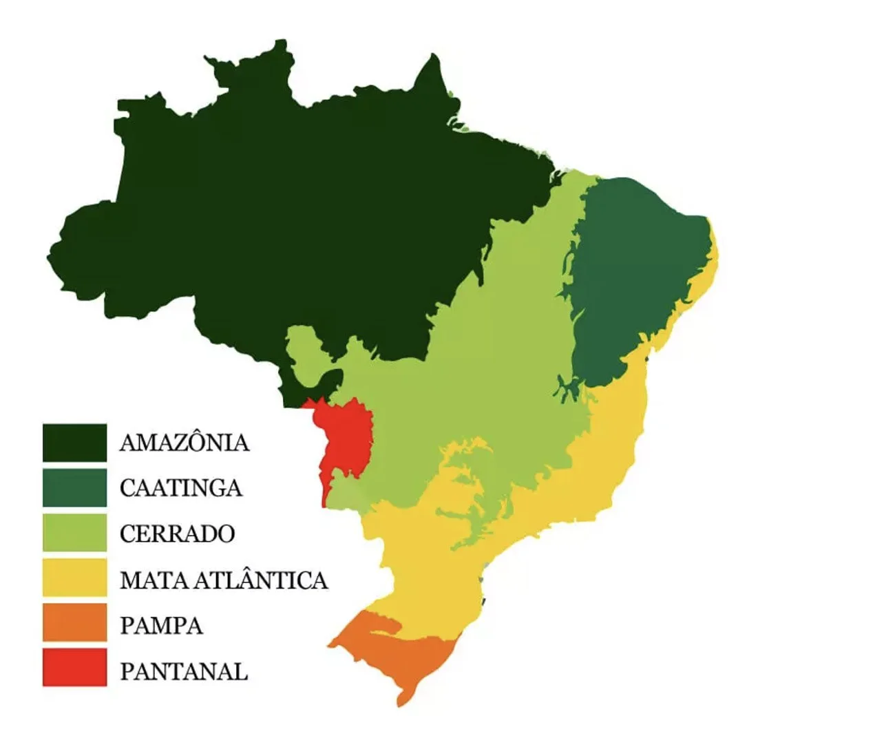 Mapa com os biomas brasileiros