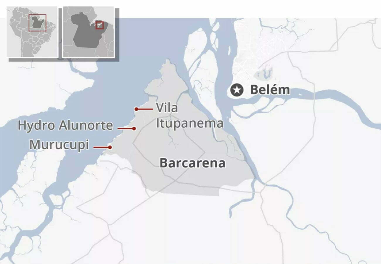 Ilustração de mapa com localização de Barcarena