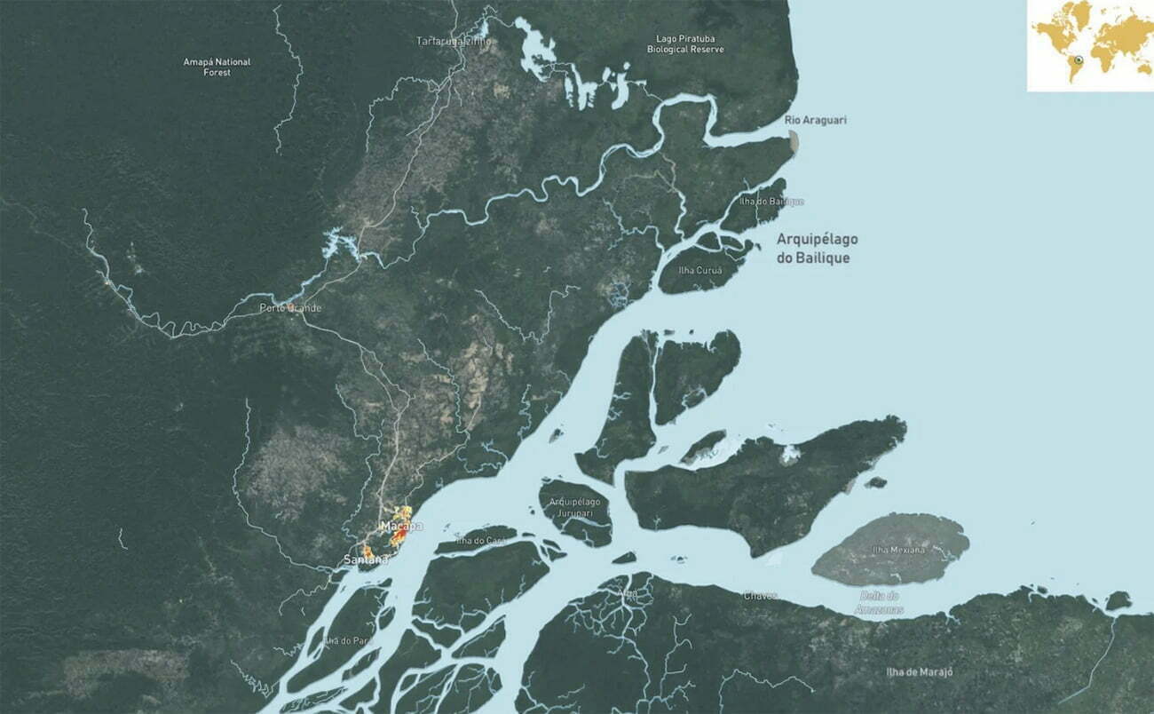 Ilustração de mapa da foz do rio Amazonas