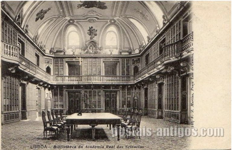 gravura mostra biblioteca da Academia de Ciências de Lisboa onde José Bonifácio estudou