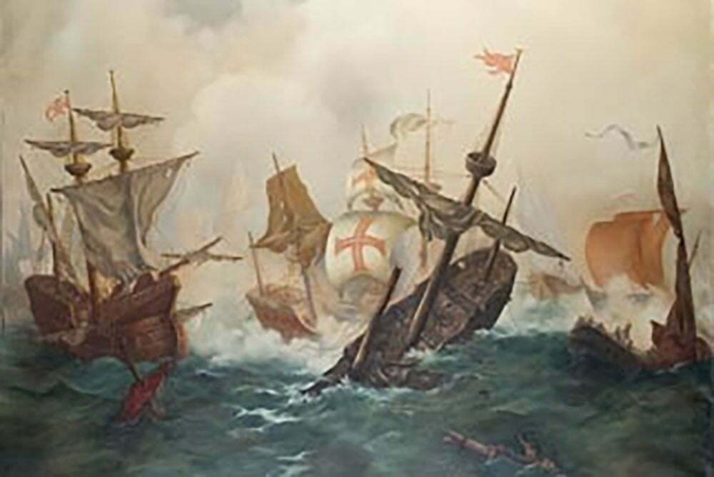 Pintura da batalha naval de Diu