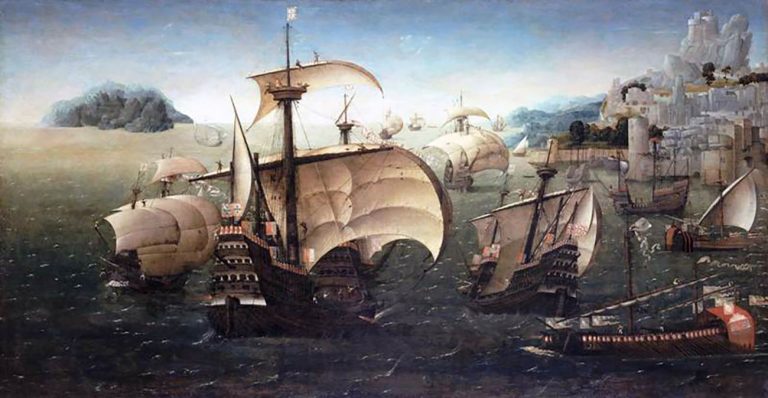pintura da frota lusa na batalha de Diu