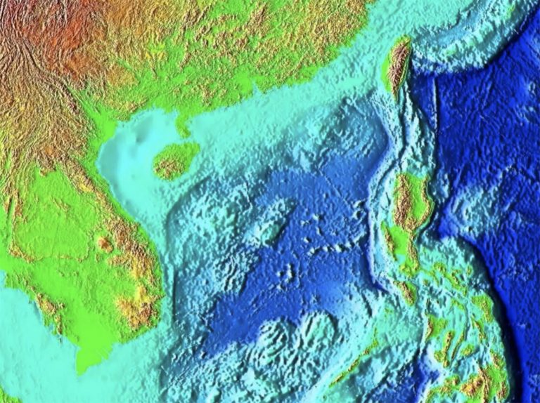 Imagem da topografia do mar do Sul da China