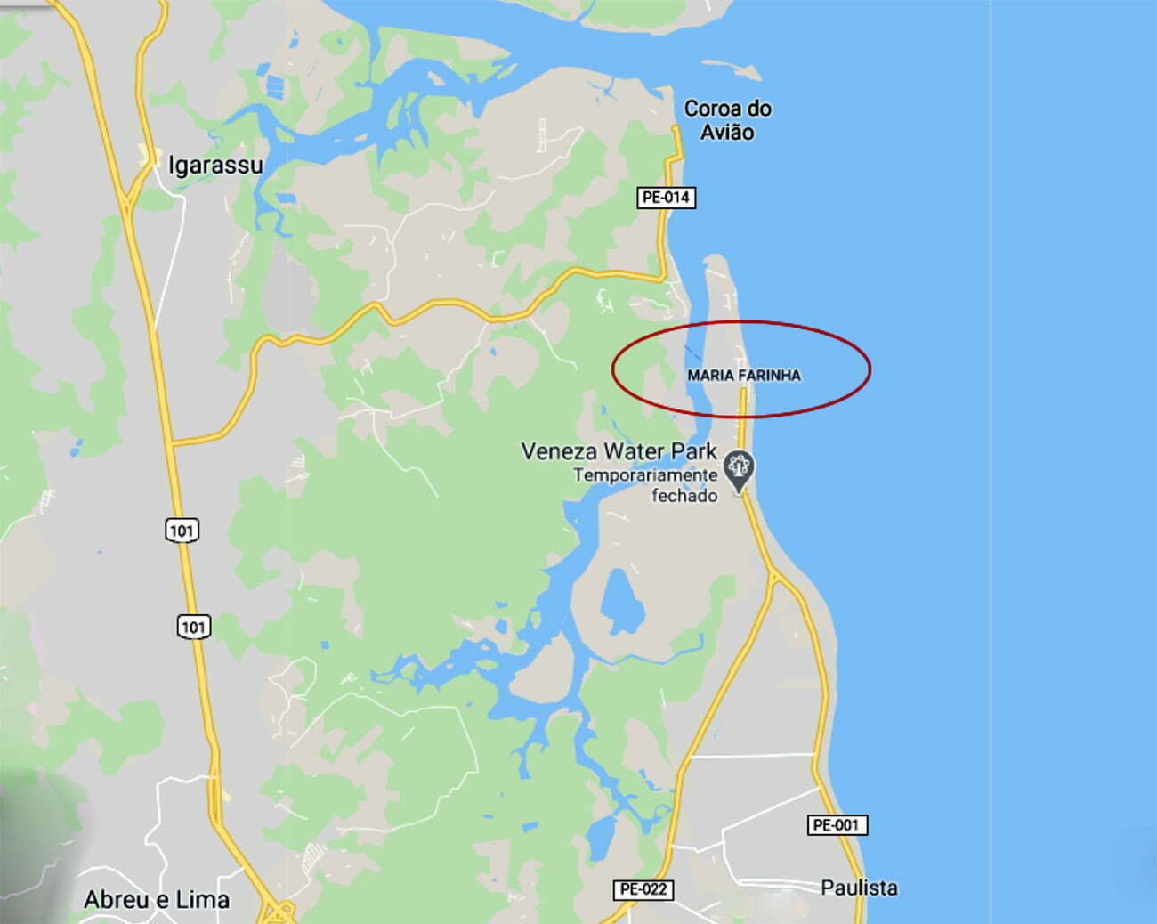 mapa da praia Maria Farinha 