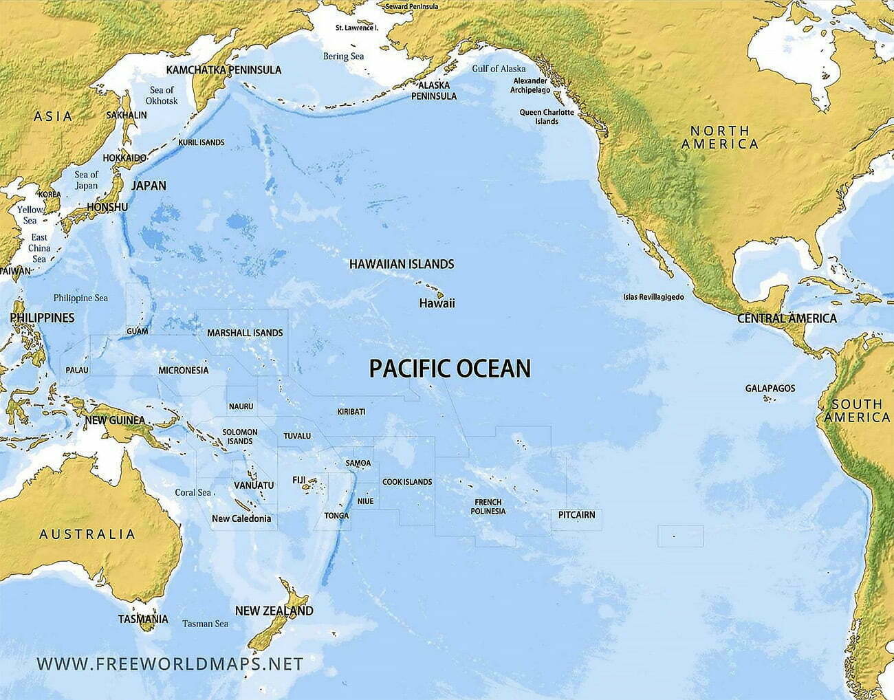 mapa dos países do Pacífico