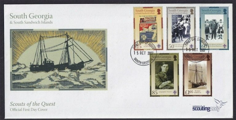 Imagem de selos comemorativos da Expedição Shackleton-Rowett