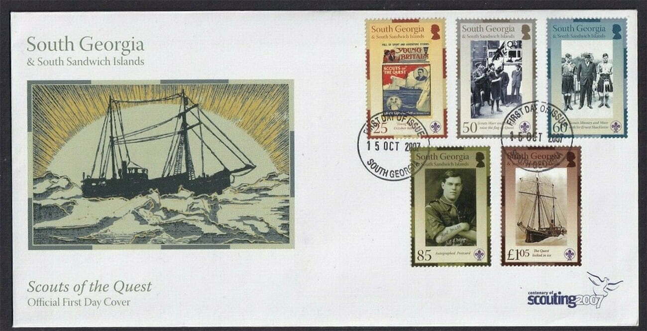Imagem de selos comemorativos da Expedição Shackleton-Rowett