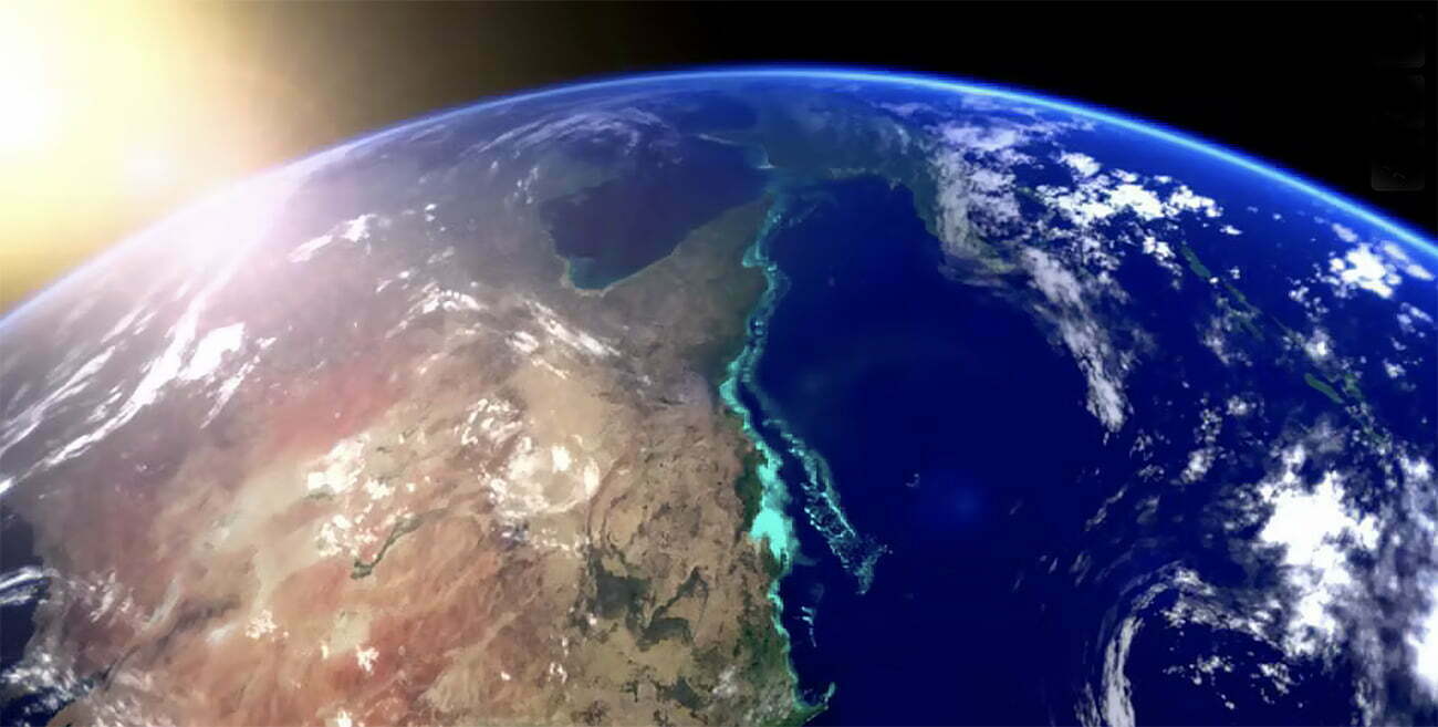 barreira de corais da Austrália vista do espaço