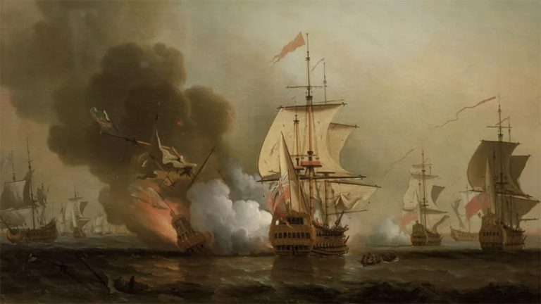 pintura de batalha naval