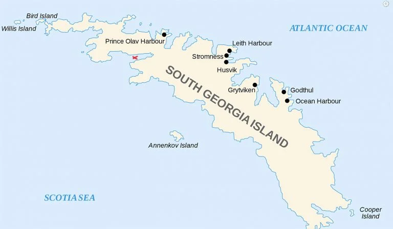 Mapa da ilha Geórgia do Sul
