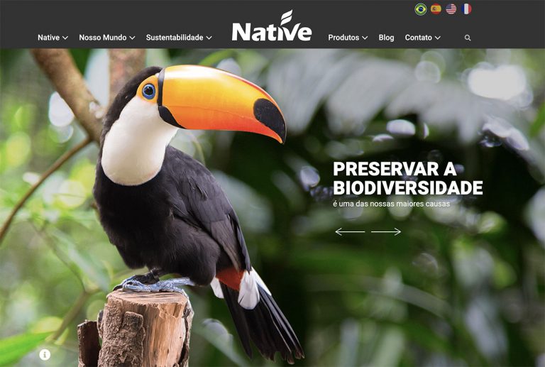 Página do site da Native mostrando a sustentabilidade