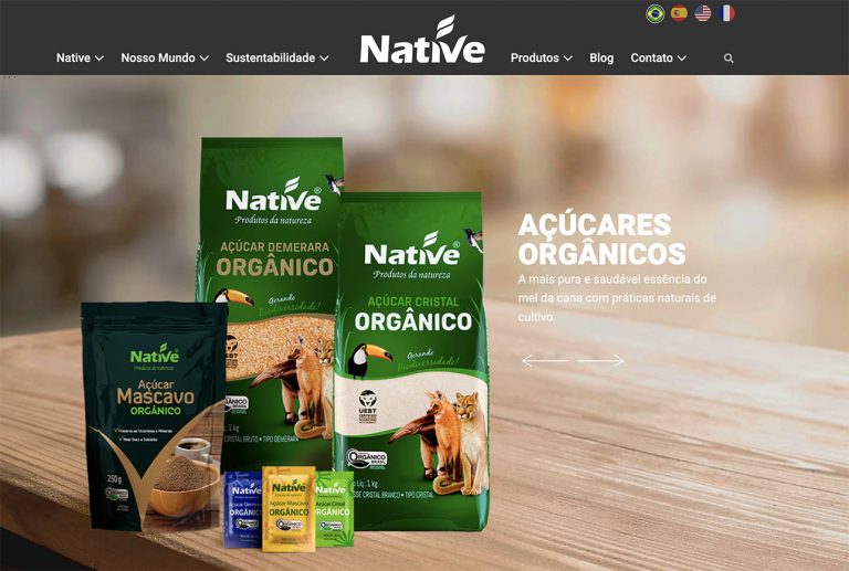 site da Native e açúcares orgânicos