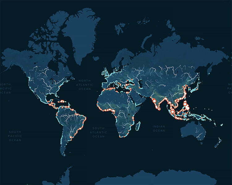 mapa da poluição dos rios do planeta