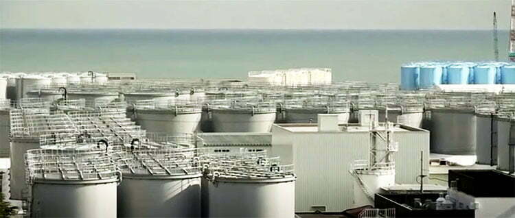 tanques de água contaminada de Fukushima
