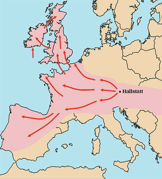 mapa dos celtas na Europa 