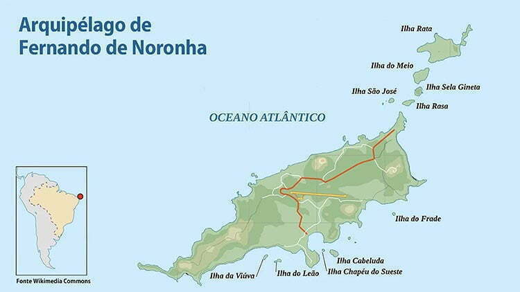 Mapa arquipélago de Fernando de Noronha