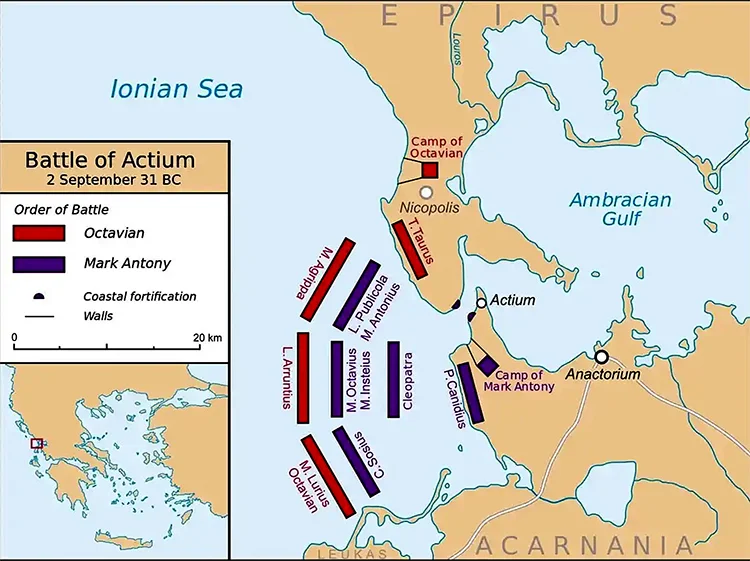 mapa da baatlha naval de Actium